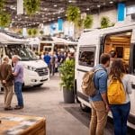 Salon du camping-car 2026 au Parc des Expositions avec visiteurs découvrant des vans et camping-cars
